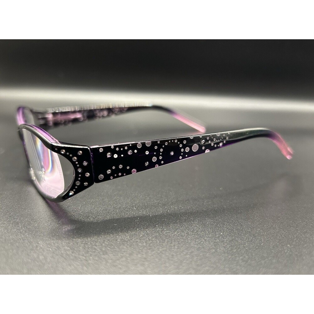 m+ Reading Amber 41-25 Purple Black Rhinestone Eyeglasses Frames 54-16-129